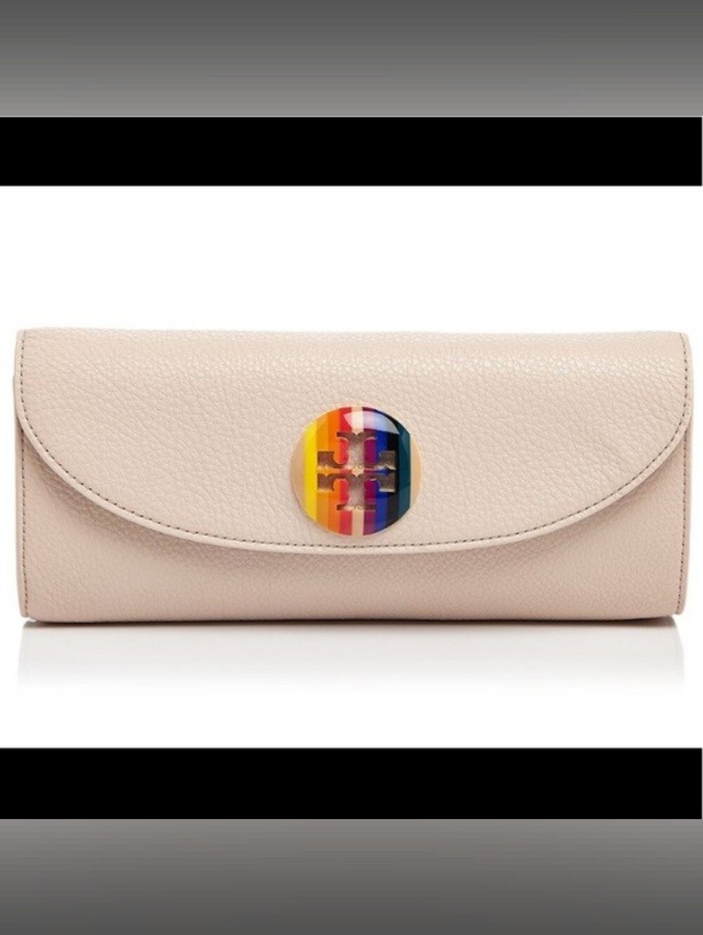 Tory Burch Emma Pebbled Leather Clutch in light oak NWT, storage bag